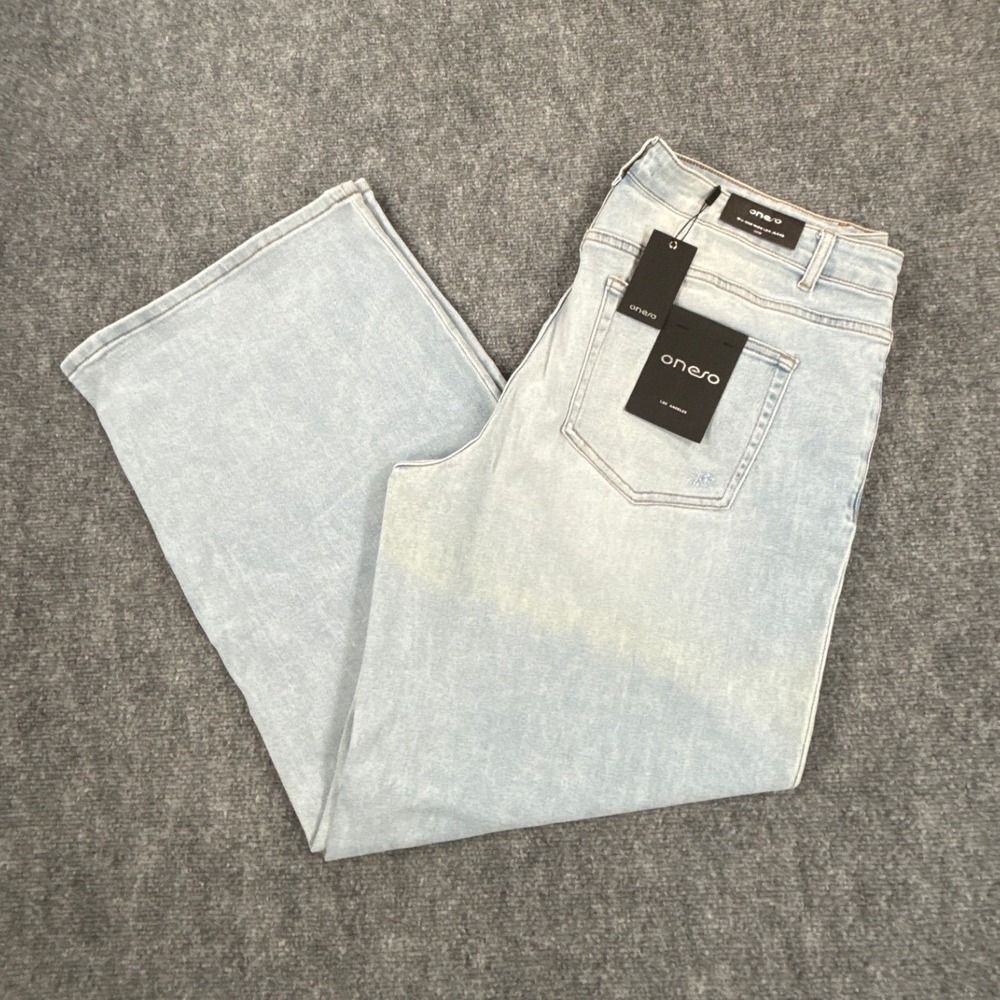 ONESO Wide Leg Jeans Womens 20W Light Blue High Rise Stretch NWT OSW8001
